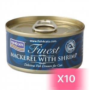 Fish4Cats 貓罐頭 - 鯖魚、鮮蝦 70g (10罐)
