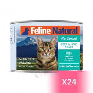 Feline Natural 貓罐頭 - 牛肉、藍尖尾鱈魚盛宴 170g (24罐)