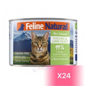 Feline Natural 貓罐頭 - 雞肉、羊肉盛宴 170g (24罐)