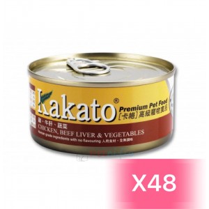 Kakato 貓狗罐頭 - 雞肉、牛肝、蔬菜 170g (48罐)