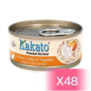 Kakato 貓罐頭 - 雞、扇貝、蔬菜(主食) 70g (48罐)
