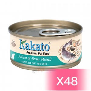 Kakato 貓罐頭 - 三文魚、翡翠貽貝(主食) 70g (48罐)