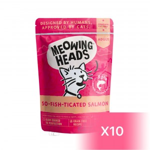 Meowing Heads 成貓濕包 - 三文魚、雞肉及草飼牛 100g (10包)