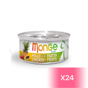 Monge 貓罐頭 - 鮮雞肉配雜果 80g (24罐)