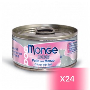 Monge 狗罐頭 - 雞肉拼牛肉(肉絲配方) 95g (24罐)