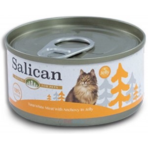 Salican 挪威森林貓罐頭 - 白肉吞拿魚、鯷魚啫喱 85g