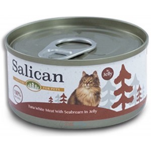 Salican 挪威森林貓罐頭 - 白肉吞拿魚、鯛魚啫喱 85g