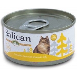 Salican 挪威森林貓罐頭 - 白肉吞拿魚、鮮蝦啫喱 85g