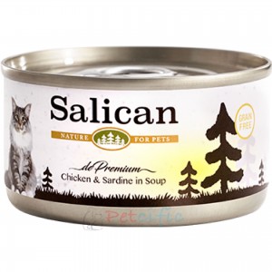 Salican 挪威森林貓罐頭 - 鮮雞肉、沙甸魚(清湯) 85g