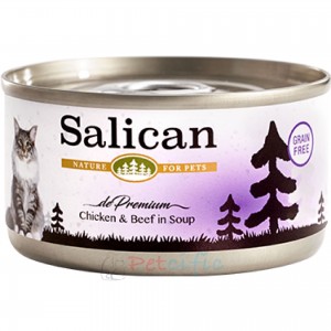 Salican 挪威森林貓罐頭 - 鮮雞肉、牛肉(清湯) 85g