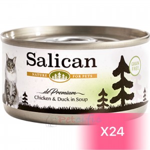Salican 挪威森林貓罐頭 - 鮮雞肉、鴨肉(清湯) 85g (24罐)