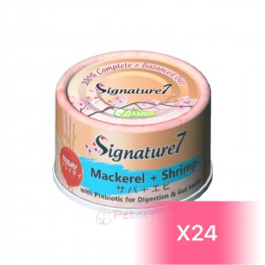 Signature7 無膠貓罐頭 - 鯖魚、蝦肉 (腸胃保健Friday) 70g (24罐)