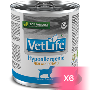 Vet Life 犬用處方罐頭 - Hypoallergenic(Fish&Sweet Potato) 低敏配方(魚、番薯) 300g (6罐)