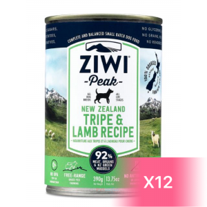 ZiwiPeak 巔峰 鮮肉狗罐頭 - 草胃及羊肉配方 390g (12罐)