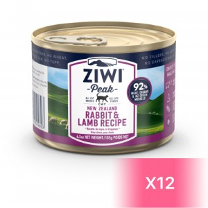 ZiwiPeak 巔峰 鮮肉貓罐頭 - 兔肉配羊肉配方 185g (12罐)