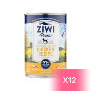 ZiwiPeak 巔峰 鮮肉狗罐頭 - 放養雞肉配方 390g (12罐)