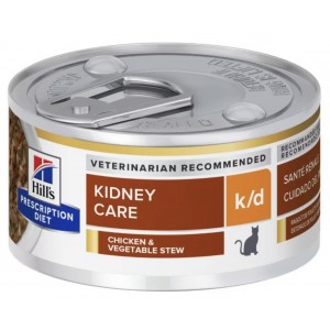 Hill’s Prescription Diet Feline Canned Food - k/d Vegetable & Chicken Stew 2.9oz (24 Cans)