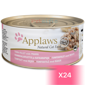 Applaws Natural Canned Cat Food - Tuna Fillet with Prawn 156g (24 Cans)