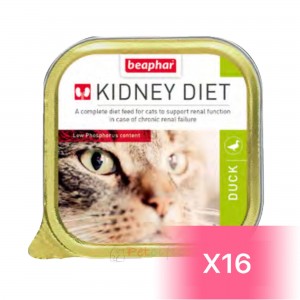 Beaphar Kidney Diet Adult Cat Canned Food - Duck 100g (16 Cans)