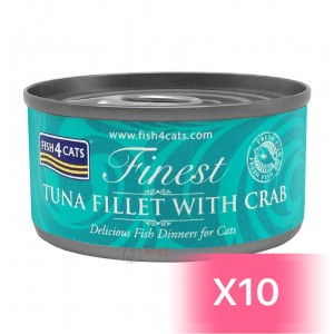 Fish4Cats Canned Cat Food - Tuna Fillet with Crab 70g (10 Cans)