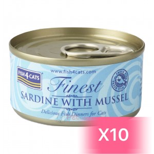 Fish4Cats Canned Cat Food - Sardine with Mussel 70g (10 Cans)
