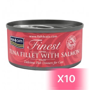 Fish4Cats Canned Cat Food - Tuna Fillet with Salmon 70g (10 Cans)