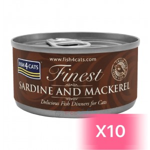 Fish4Cats Canned Cat Food - Mackerel with Sardine 70g (10 Cans)