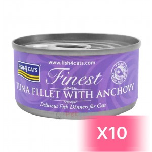 Fish4Cats Canned Cat Food - Tuna Fillet with Anchovy 70g (10 Cans)