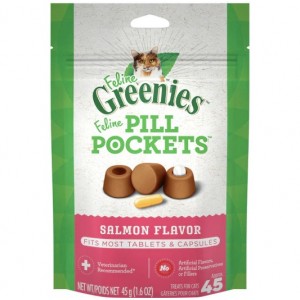 Greenies PIll Pockets Treats Salmon Flavor For Cats 1.6oz 