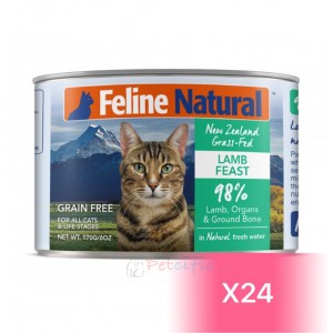 Feline Natural Canned Cat Food - Lamb Feast 170g (24 Cans)