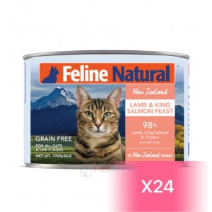 Feline Natural Canned Cat Food - Lamb and King Salmon Feast 170g (24 Cans)