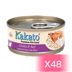Kakato 貓罐頭 - 雞肉、牛肉(主食) 70g (48罐) 