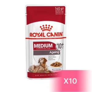 ROYAL CANIN Medium Ageing 10+ Dog (Gravy) 中型老犬10+營養主食濕糧（肉汁） 140g (10包)
