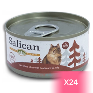 Salican 挪威森林貓罐頭 - 白肉吞拿魚、鯛魚啫喱 85g (24罐)