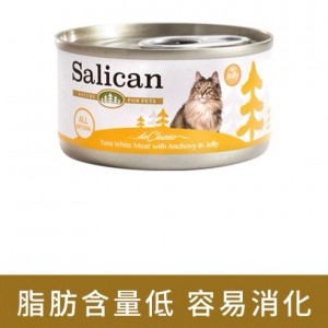 Salican 挪威森林貓罐頭 - 白肉吞拿魚、鯷魚啫喱 85g