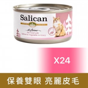 Salican 挪威森林貓罐頭 - 三文魚、蔬菜(肉汁) 85g (24罐)