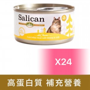 Salican 挪威森林貓罐頭 - 白肉吞拿魚、鮮蝦啫喱 85g (24罐)