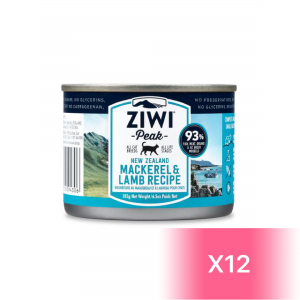 ZiwiPeak Canned Cat Food - Mackerel & Lamb 185g (12Cans)