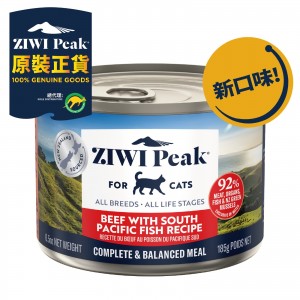 ZiwiPeak 巔峰 鮮肉貓罐頭 - 牛肉配南太平洋魚配方 185g (12罐)