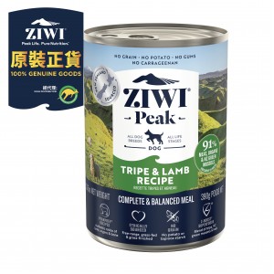 ZiwiPeak 巔峰 鮮肉狗罐頭 - 草胃及羊肉配方 390g (12罐)